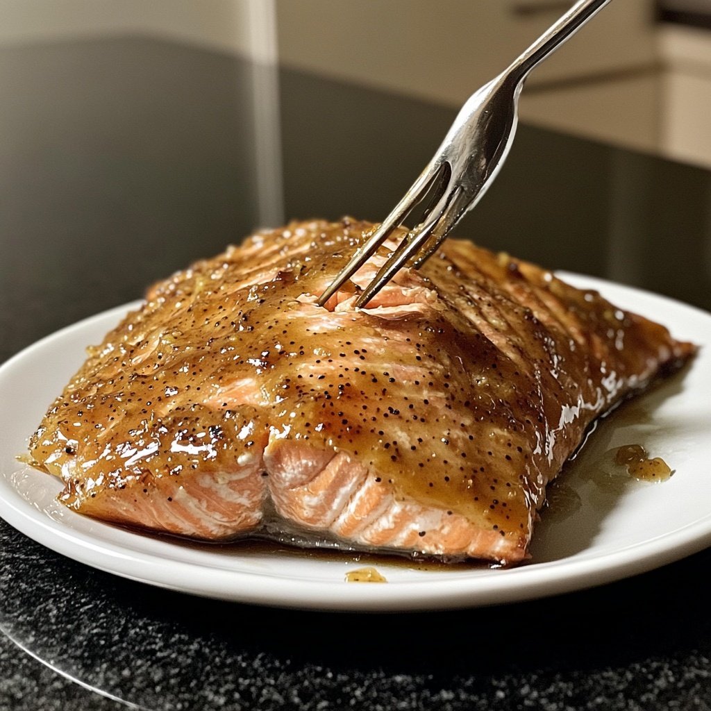 Honey Mustard Glazed Salmon Fillet from the Oven
