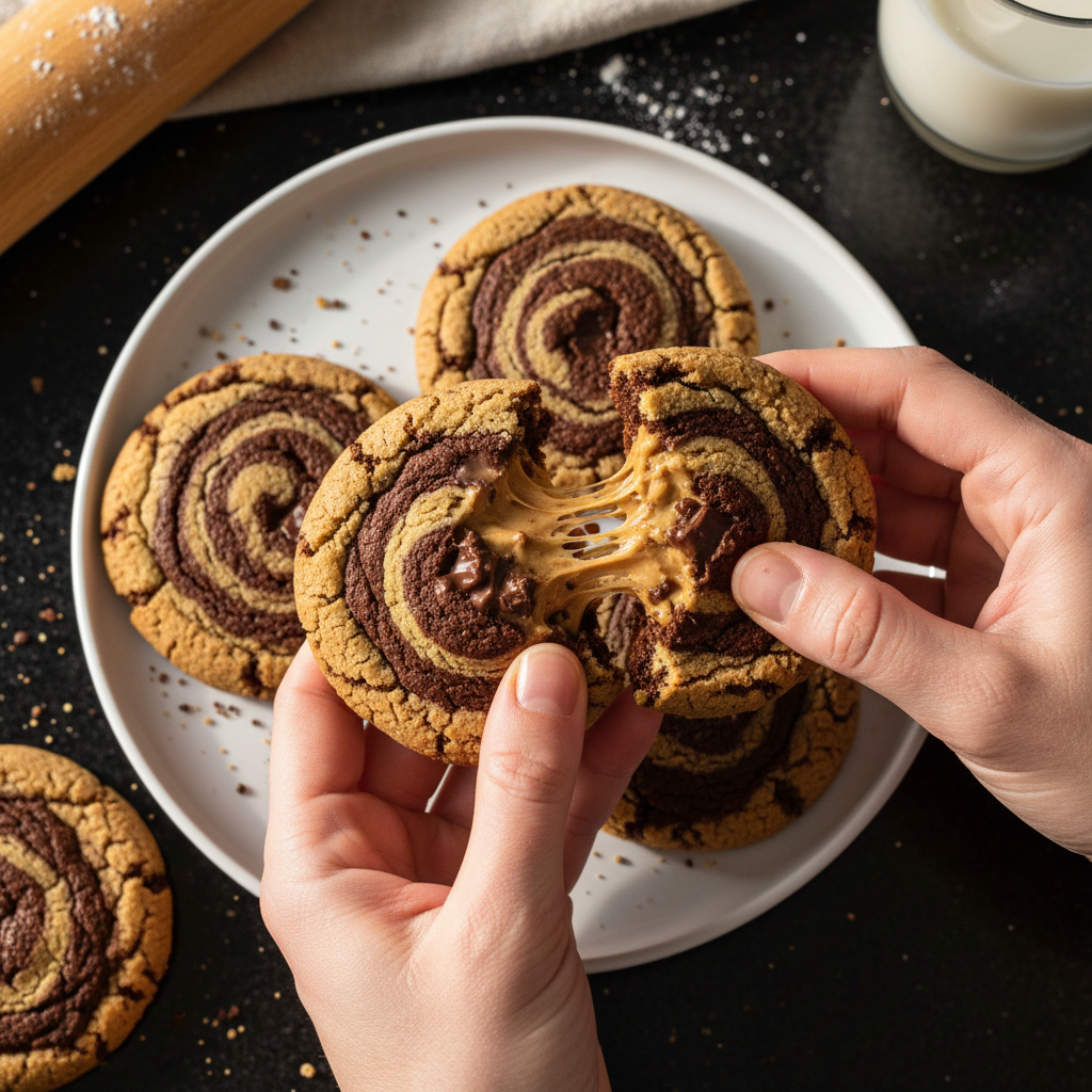 Peanut Butter and Chocolate Pinwheel Cookies