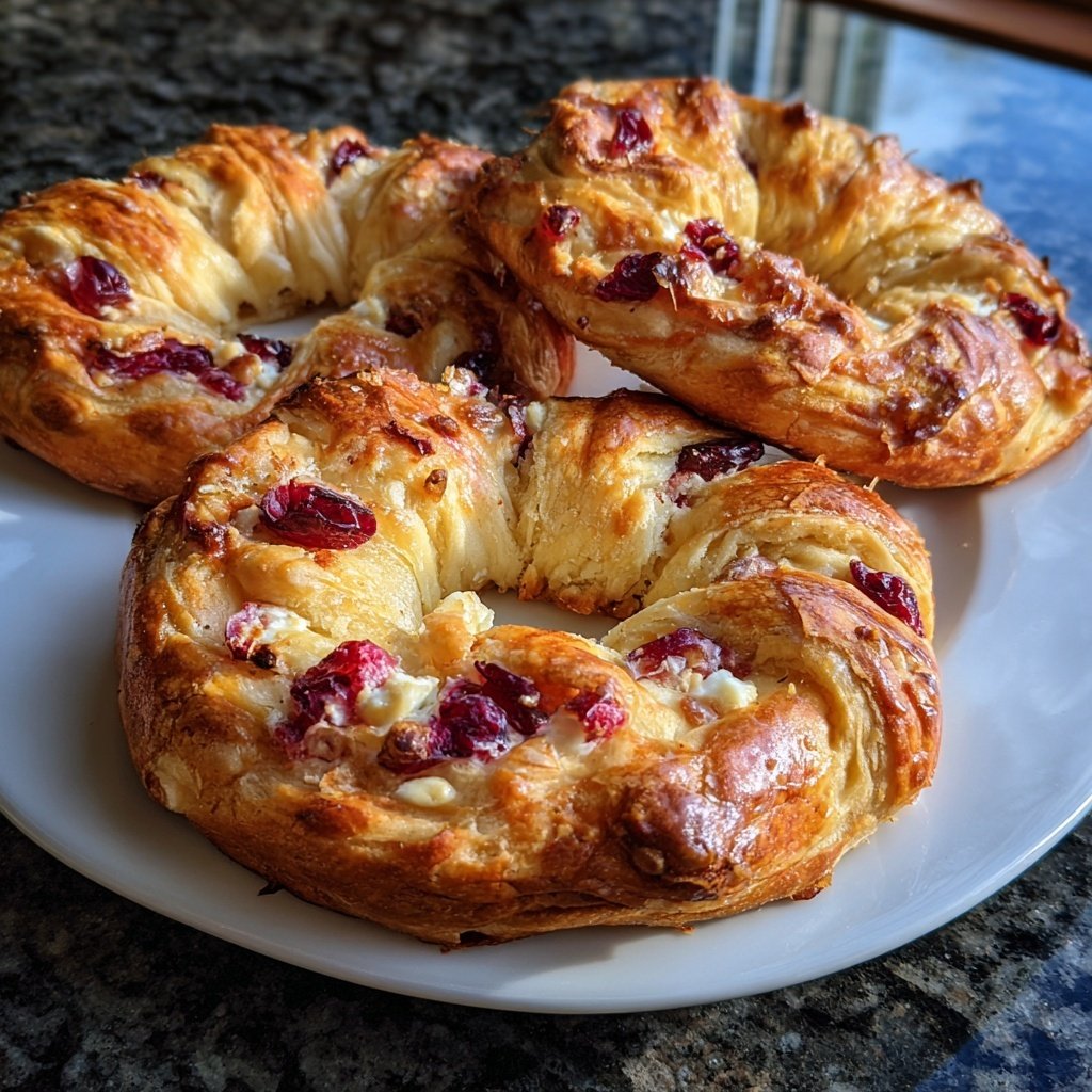 Cranberry Feta Puff Pastry Wreaths