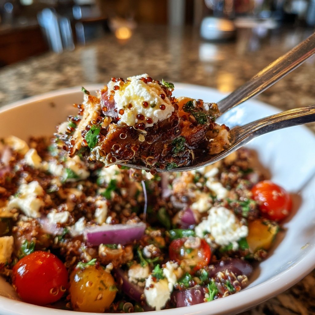 Greek Chicken Red Quinoa Salad