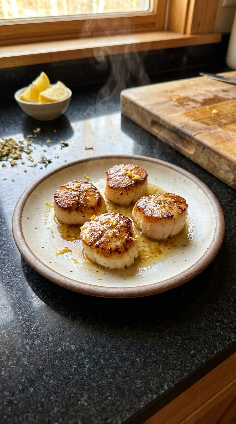 Lemon Zest Seared Scallops