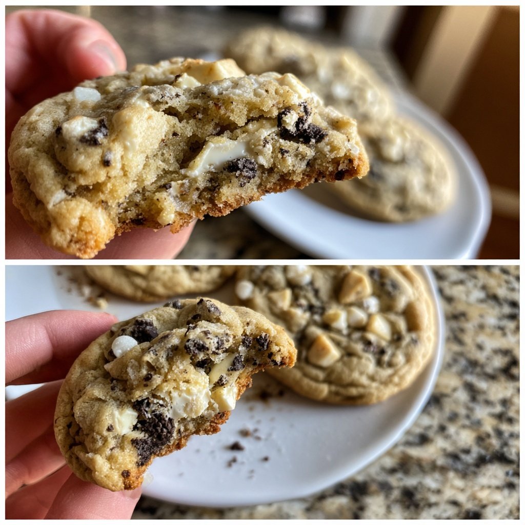 Thick Oreo Stuffed White Chocolate Chip Cookies