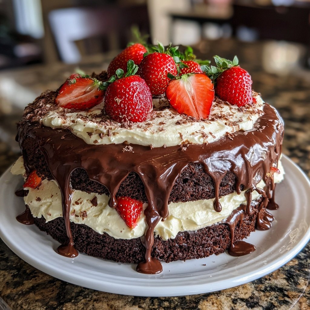 Chocolate Strawberry Shortcake Layer Cake