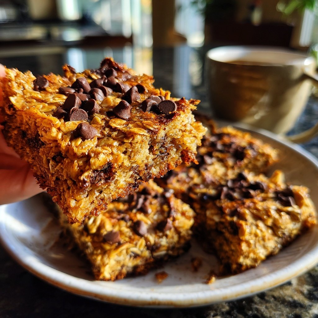 Baked Oatmeal Breakfast Squares with Chocolate Chips​