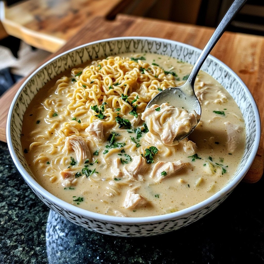 Creamy Chicken Soup with Coconut Milk & Ramen
