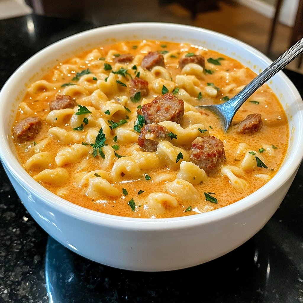 Creamy Parmesan Italian Sausage Ditalini Soup